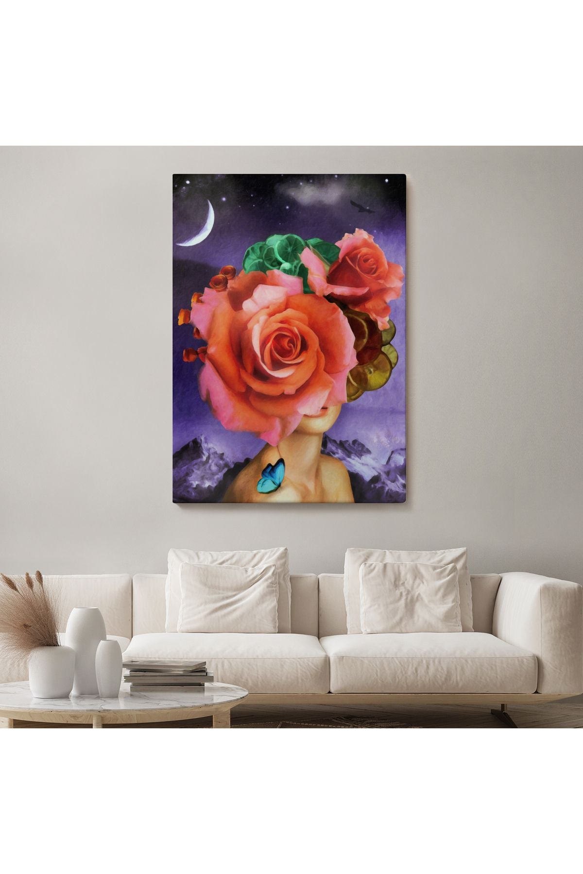 Gül Başlı Kadın Modern Sanat Tablosu-5998