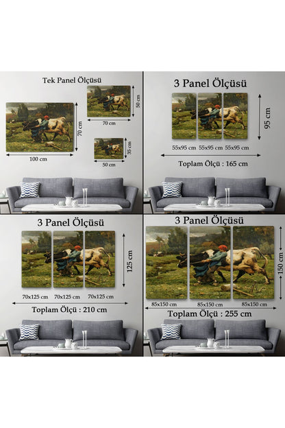 MLT Brnd product092 İneği  Çeken Köylü Kızı Duvar Tablosu-6522