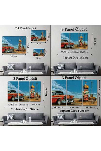 Kırmızı Klasik Araba Tablosu-6660