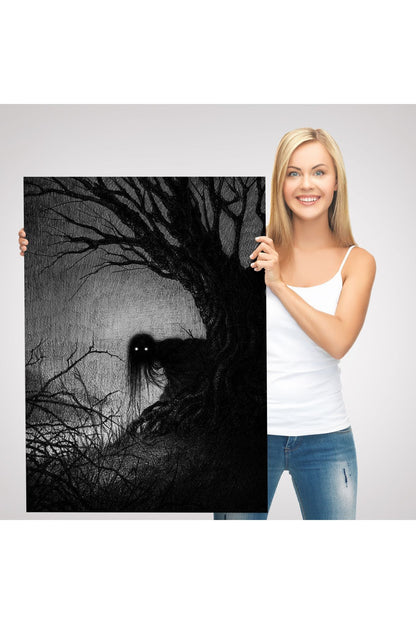 Karanlık İçindeki Korkunç Bir Çift Göz Tablosu-6288