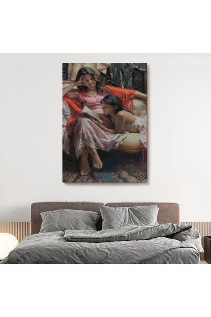 Anne ve Kızı Ortaçağ Tablosu-6040