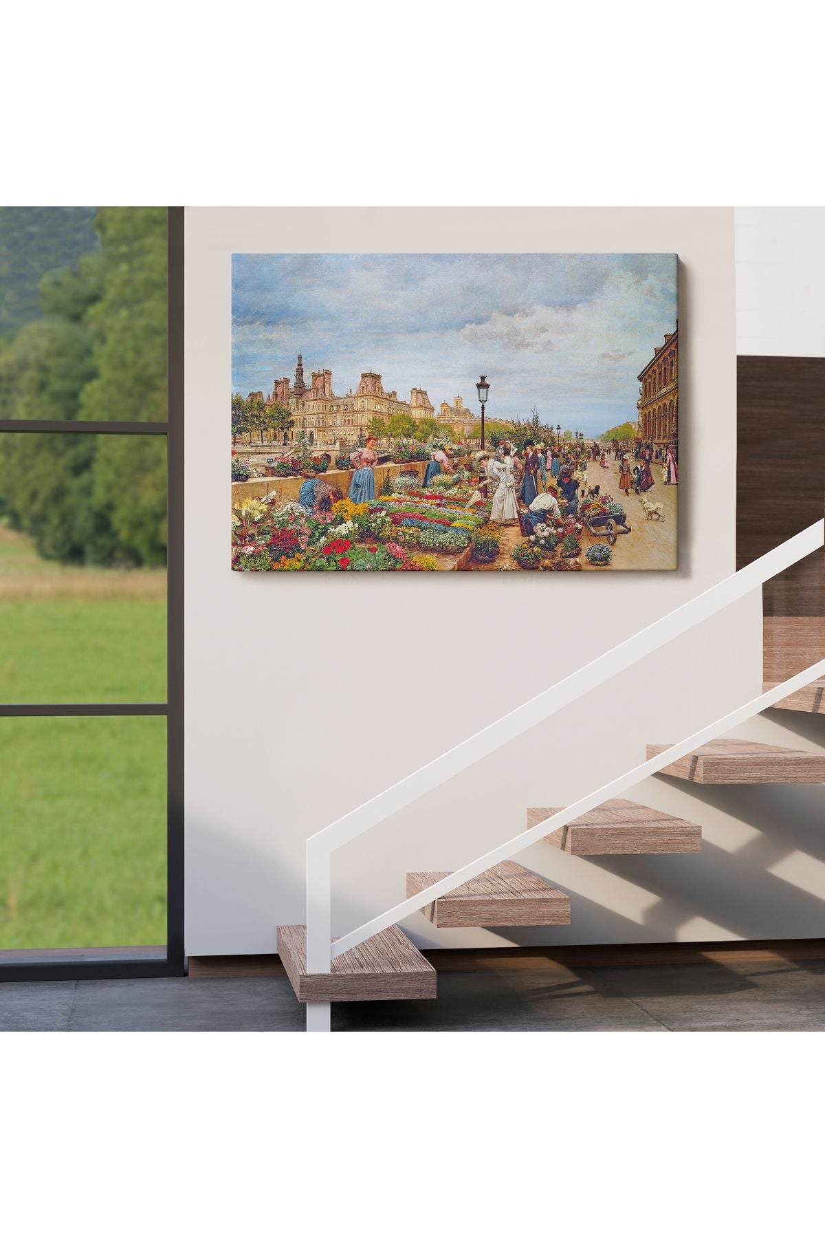 Pariste Ortaçağ Çiçek Pazarı Tablosu-6624