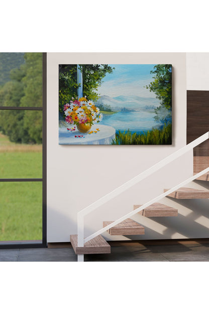 Yaz Deniz Manzarası Yağlıboya Görünüm Dekoratif Kanvas Duvar Tablosu-3498