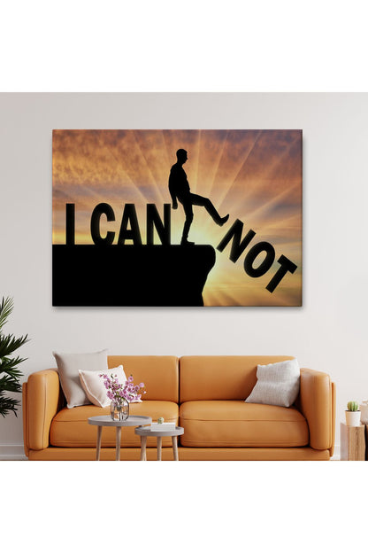 Yapamam, Ayakta Uçurum Kelimeyi Zorlar Kanvas Tablo, Ben Yapabilirim, Motivasyon-5409