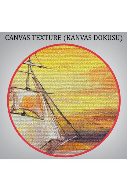 Büyük Dalgalı Okyanusdaki Yelkenli Duvar Tablosu-3491