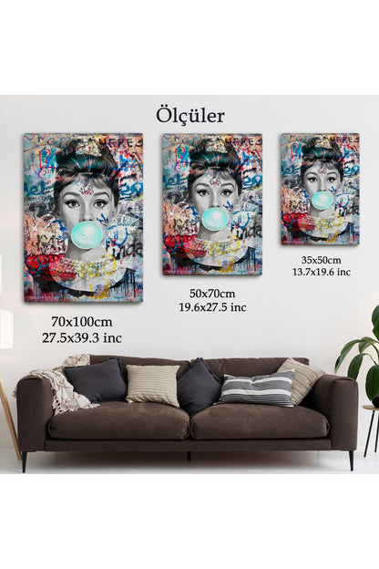Audrey Hepburn Graffiti Pop Art Duvar Tablosu-6470