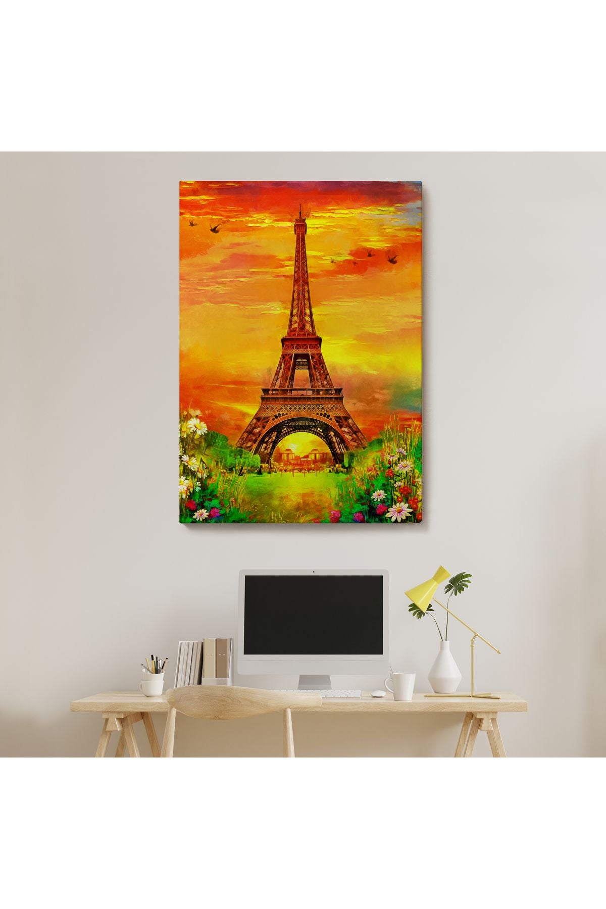 Eyfel Kulesi Yağlıboya Görünüm Dekoratif Kanvas Duvar Tablosu-5948
