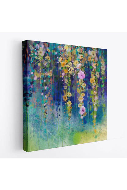 Soyut Çiçekler Suluboya Görünüm Dekoratif Kanvas Duvar Tablosu-5831