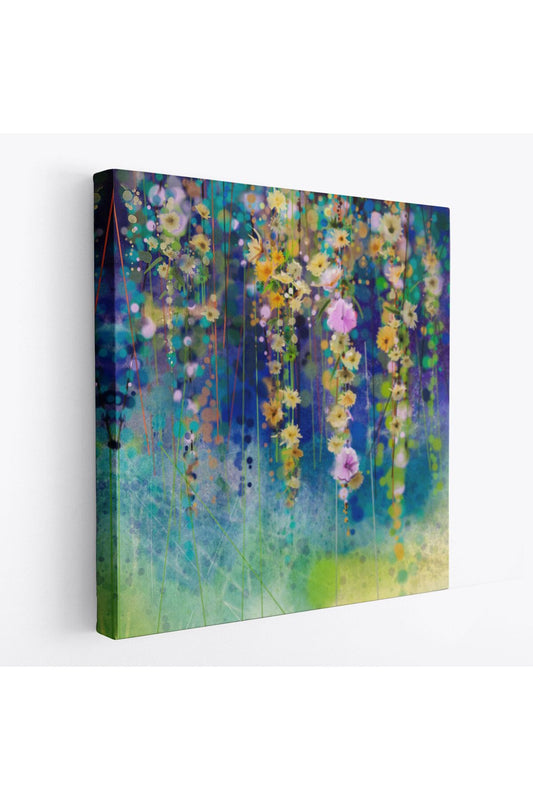 Soyut Çiçekler Suluboya Görünüm Dekoratif Kanvas Duvar Tablosu-5831
