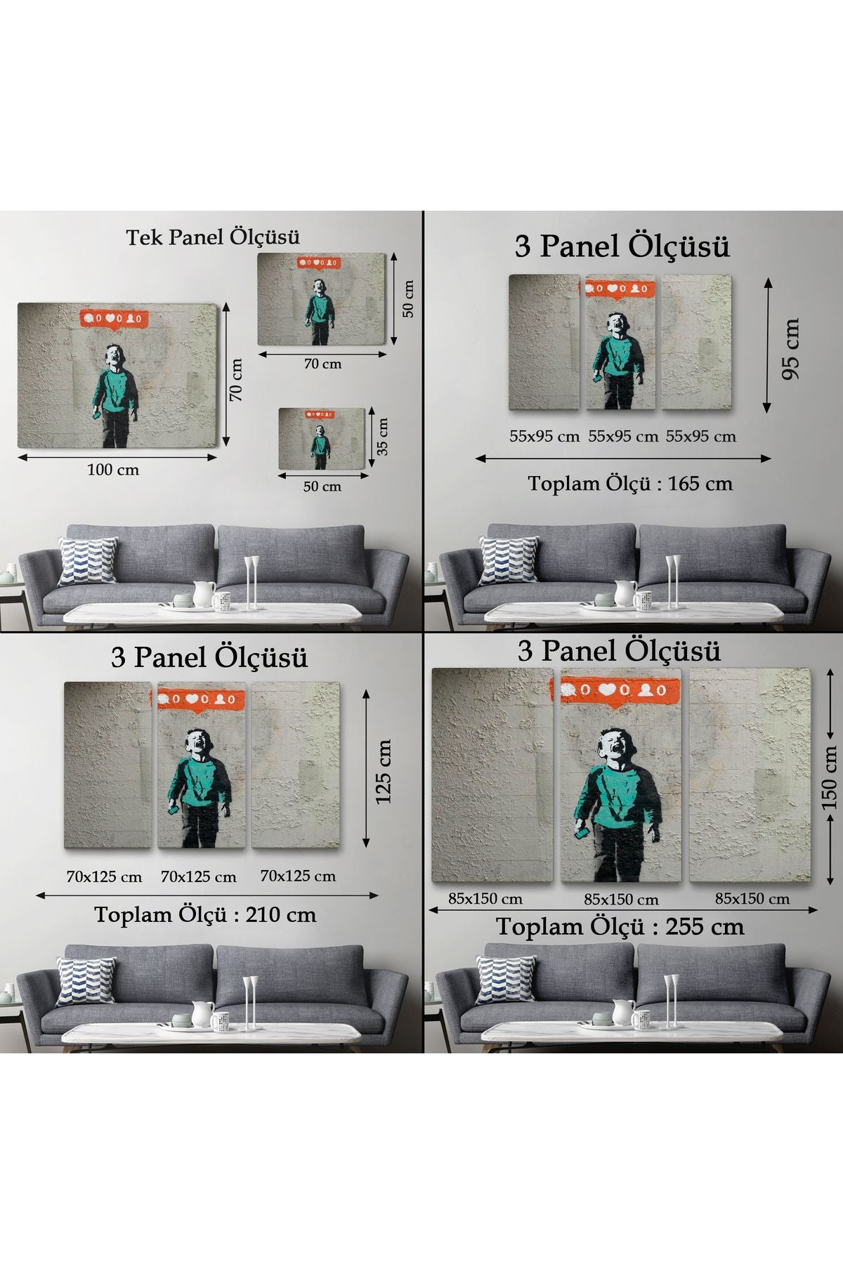 Bansky Takipçisi Olmadığı İçin Ağlayan Sosyal Medya Cocugu Kanvas Tablo-5021