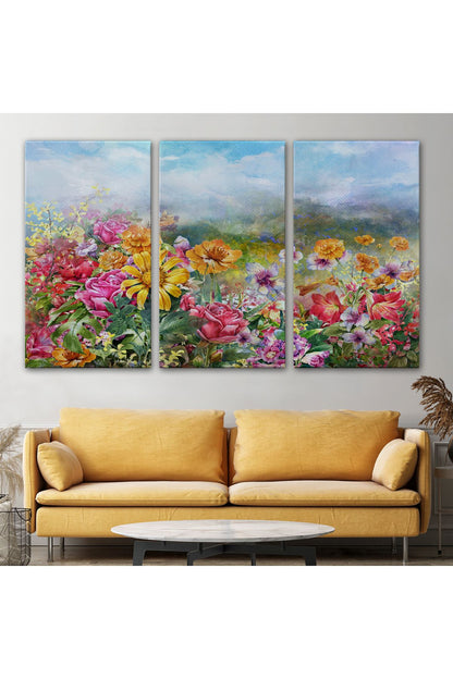 Çok Renkli Çiçekler Manzara Kanvas Duvar Tablosu-3426