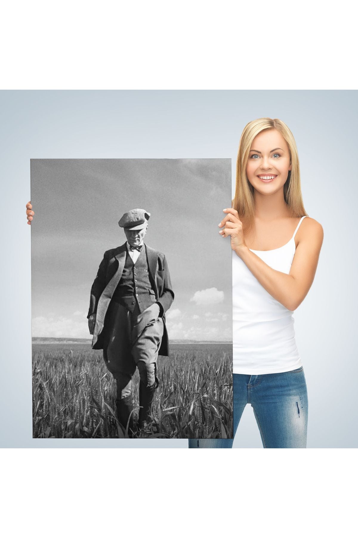 Atatürk Portre Tablosu Mustafa Kemal Atatürk Dikdörtgen Dekoratif Kanvas Tablo-FC-127