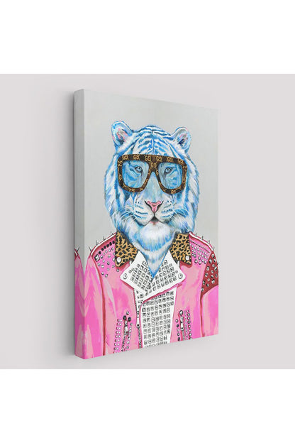 SZ KVS1-Dekoratif Duvar Tablosu-Pembe Ceketli Kaplan Kanvas Tablo 6156