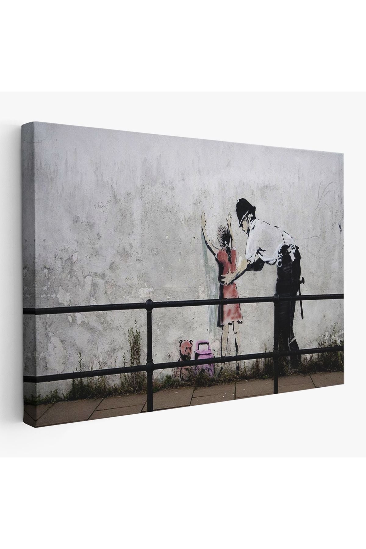 Bansky'nin Küçük Kız Çocuğunu Arayan Polis İsimli Çalışması Kanvas Tablo-5010