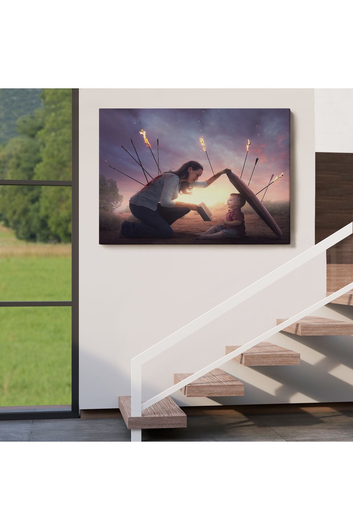 Çocuğunu Bilgi İle Koruyan Anne Kanvas Tablo, Kütüphane Posteri-5411