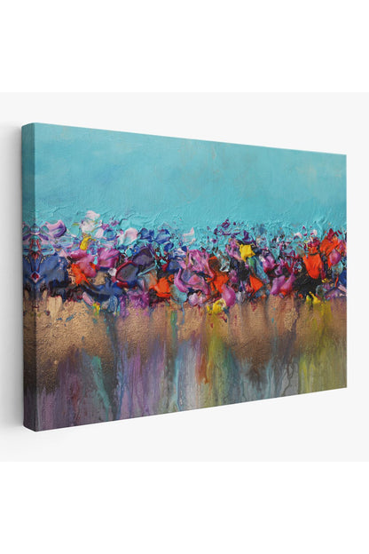 Renkli Akrilik Boyaların Akma Anı Kanvas Tablosu-5048