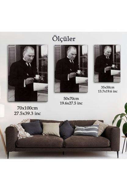 Atatürk Portre Tablosu Mustafa Kemal Atatürk Dikdörtgen Dekoratif Kanvas Tablo-FR-141