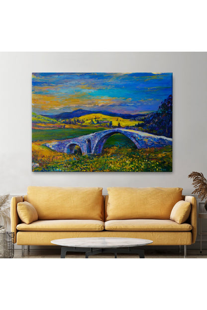 Köy Taşköprüsü Günbatımı Manzarası Duvar Tablosu-1202