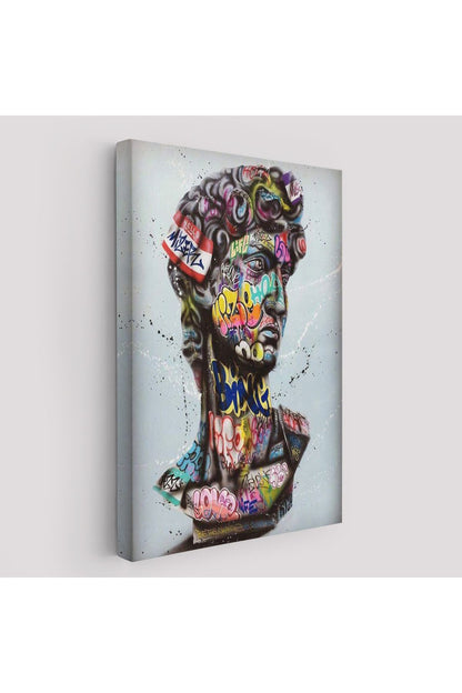 Banksy Antik Kafa Çizimi Renkli Poster, Michelangelo Sokak Sanatı Kanvas Tablo-5318