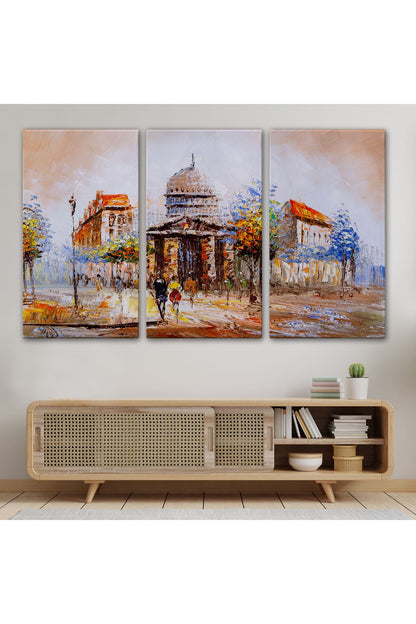 DB  Paris Sokakları Yağlıboya Görünüm Dekoratif Kanvas Duvar Tablosu-3485