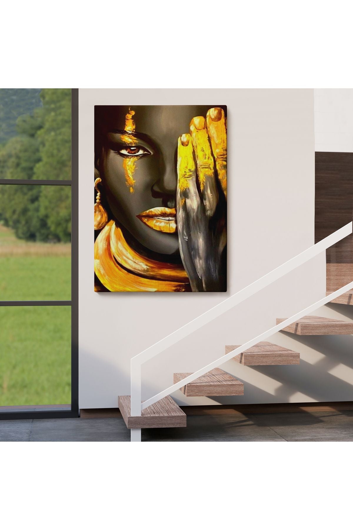 Siyah Kadın Baskılı Afrikalı Kadın Kanvas Duvar Tablosu-5264