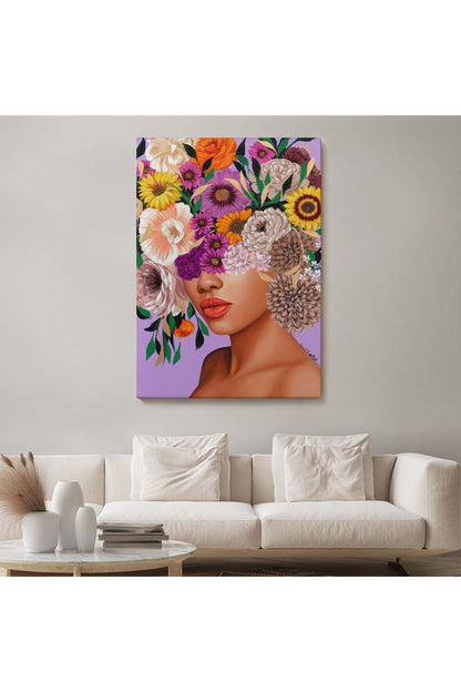 arg001 seri Çiçek Kafalı Kız Çocuğu Dekoratif Duvar Tablosu-6190