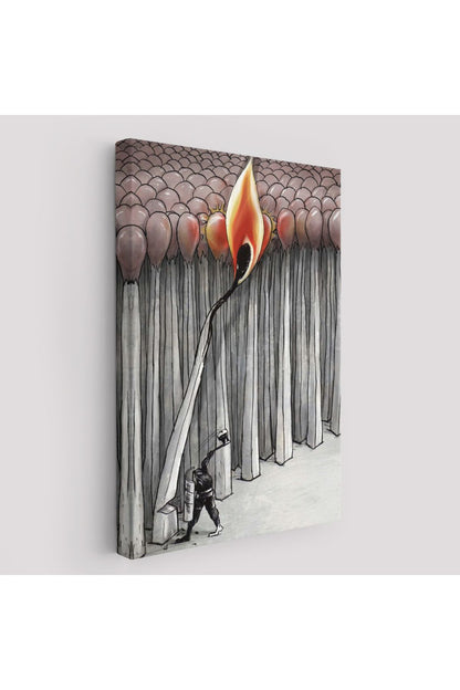 Bütün Uyuyanları Uyandırmaya Bir Uyanık Yeter Sürreal Duvar Tablosu-6070