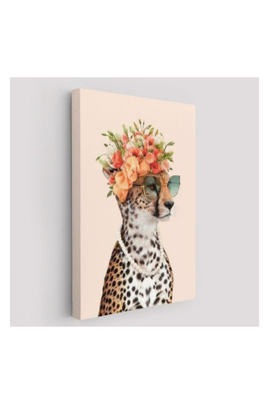 Kanvas Tablo, Duvar Dekoru, Çiçek Taçlı Sosyetik Kokoş Çita 6049 BUNGKNV