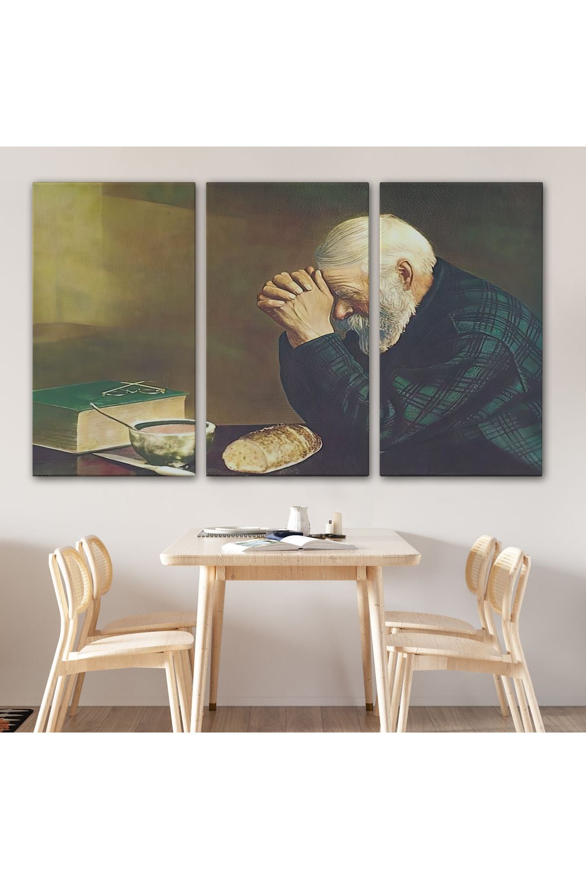 Eric Enstrom Grace Adam Ekmek Üzerinde Dua Ediyor Kanvas Tablo-5393
