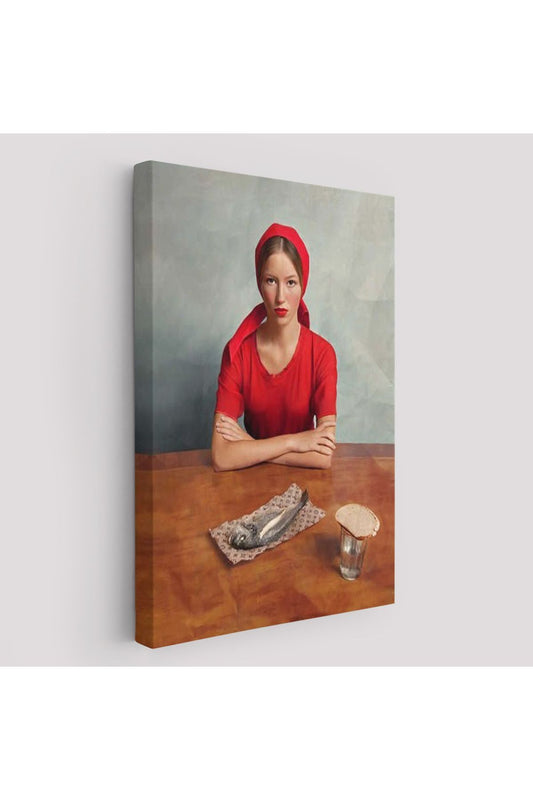 Dekoratif Kanvas Tablo-Balık ve Kırmızı Kıyafetli Kız Duvar Tablosu 6264