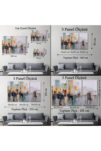 Brooklyn Köprüsü New York Yağlıboya Görünüm Dekoratif Tablo-3744