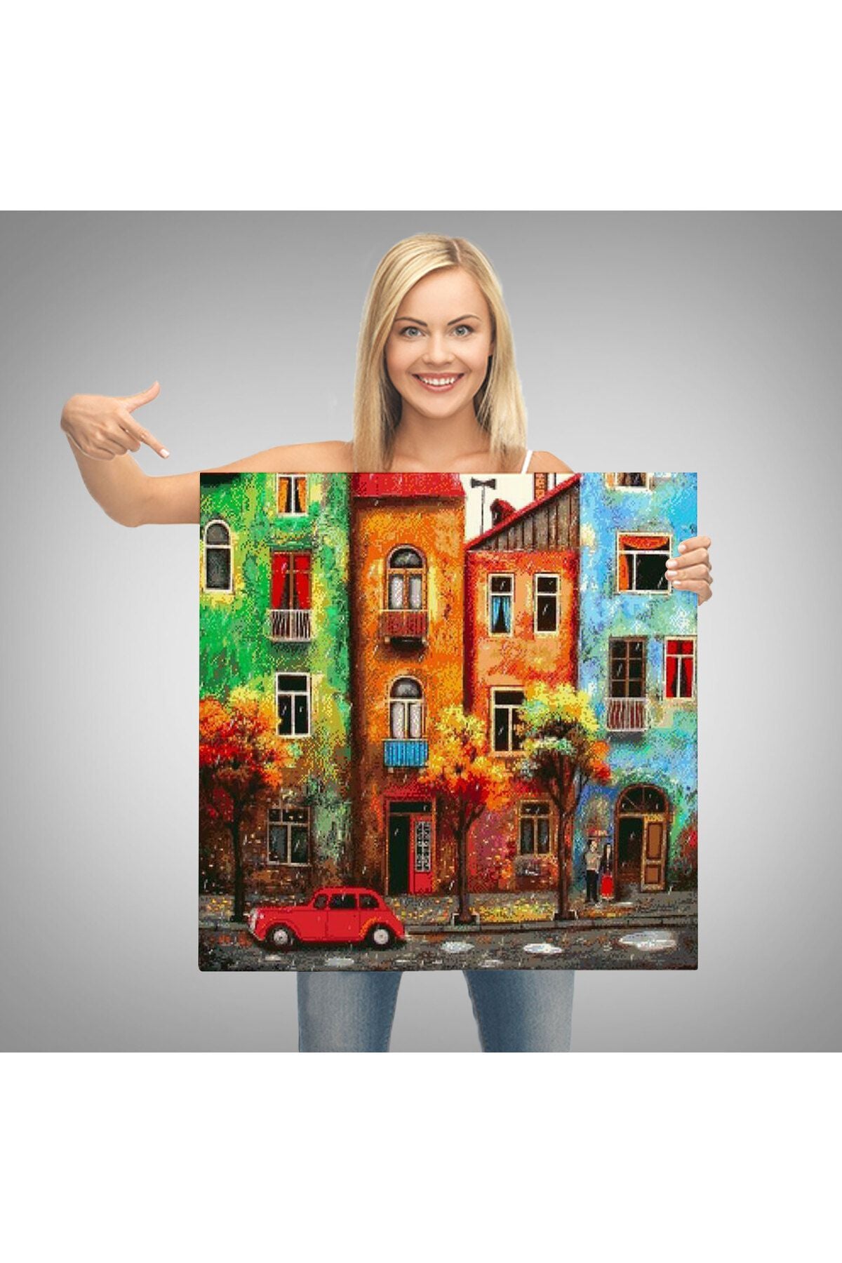 Renkli Hollanda Evleri Kanvas Tablo-5865