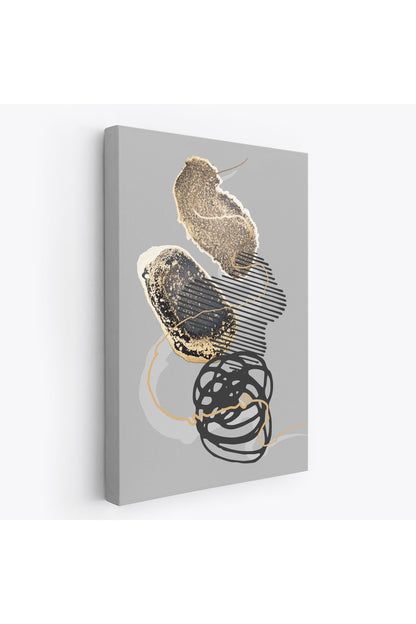 Geometrik Formda Mürekkep ve Alkol Elementli Kanvas Tablo-5180