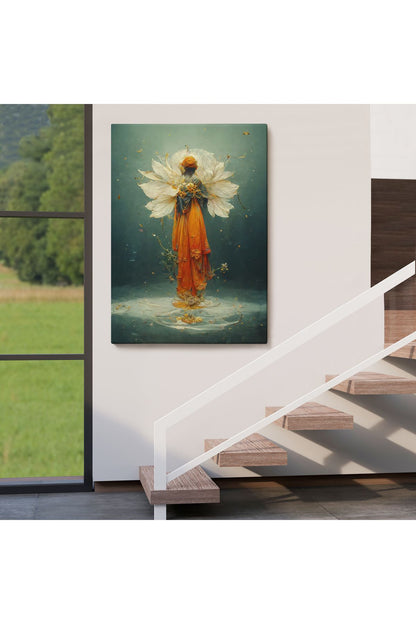 Turuncu Kıyafetli Sürreal Kadın Tablosu-6378