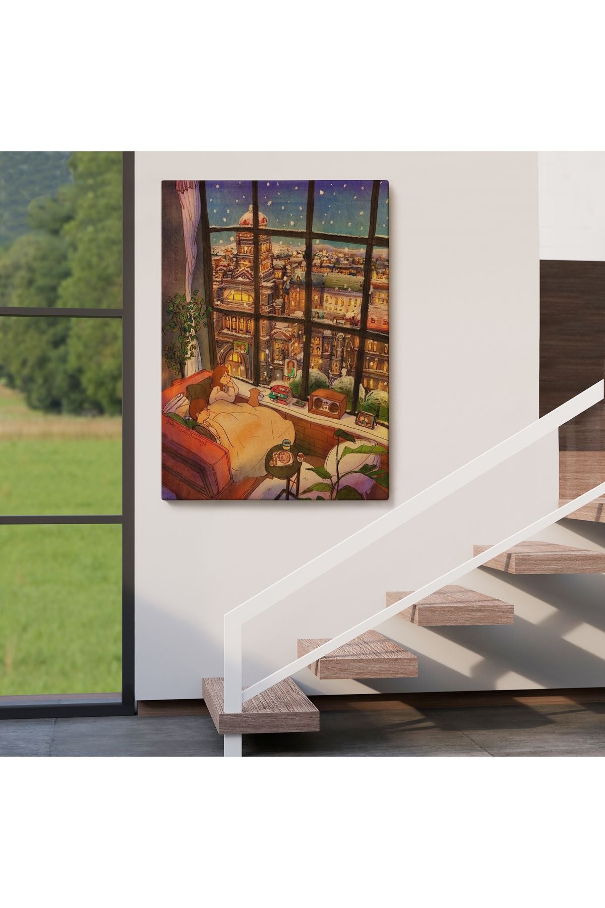 mstseri001 Cam Önünde Kar Keyfi Duvar Tablosu-6336