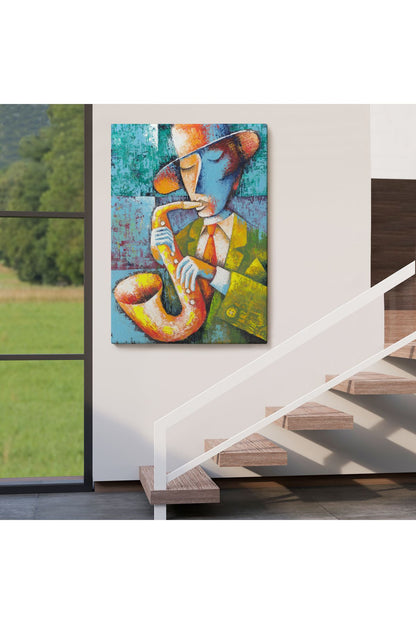 Saksafon Çalan Adam Kanvas Tablo-6461