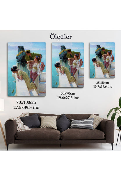 Dekoratif Kanvas Tablo, Duvar Tablosu-Denize Bakan Kızlar ve Yalıları 6037