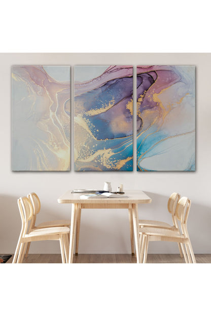 Mürekkep ve Alkol Elementleri ile Mermer Deseni Verilmiş Kanvas Tablo-5039