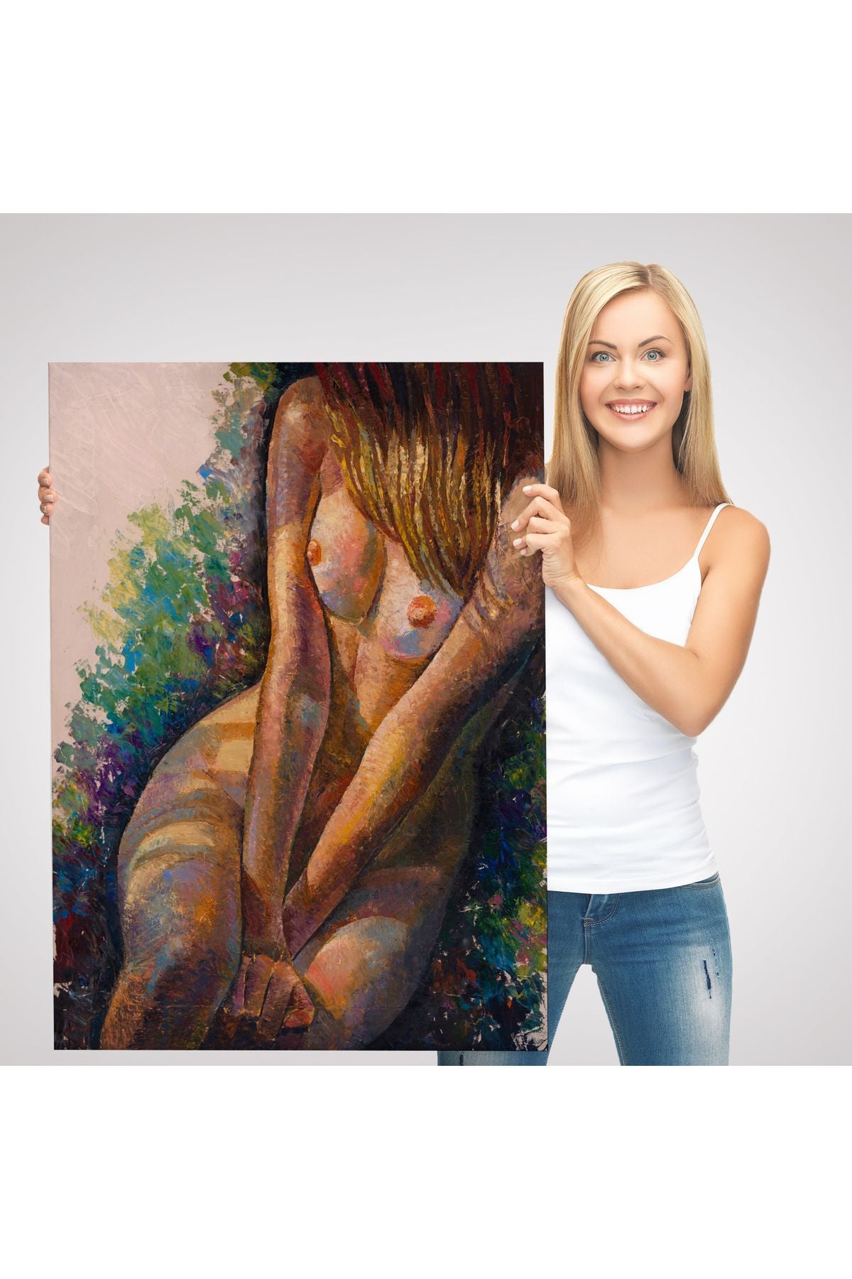 Çıplak Kız Yağlıboya Güzellik Sanatı Banyo Duvarı Kanvas Tablo-5252