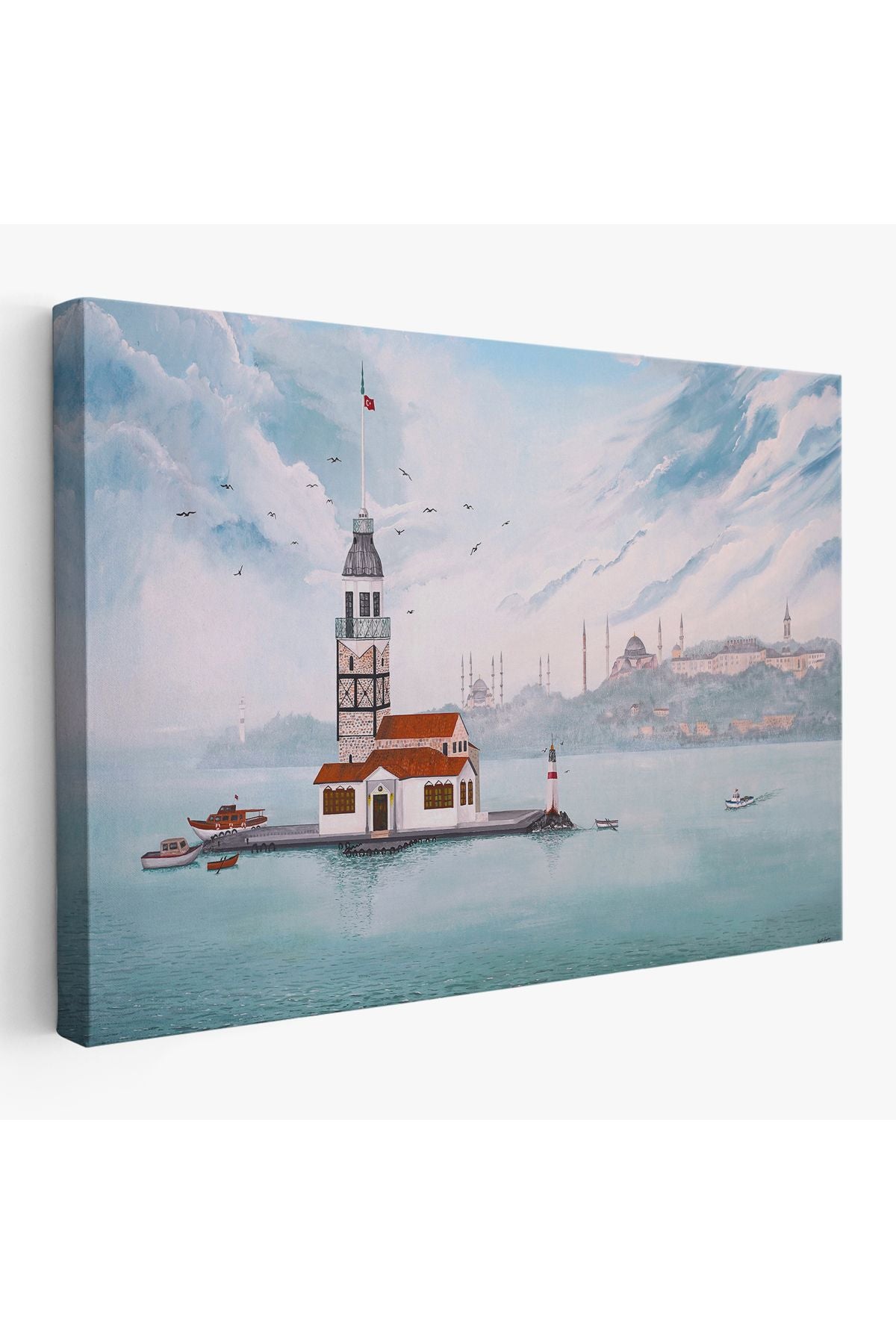 Kız Kulesi Yağlıboya Görünüm Dekoratif Kanvas Tablo-3587