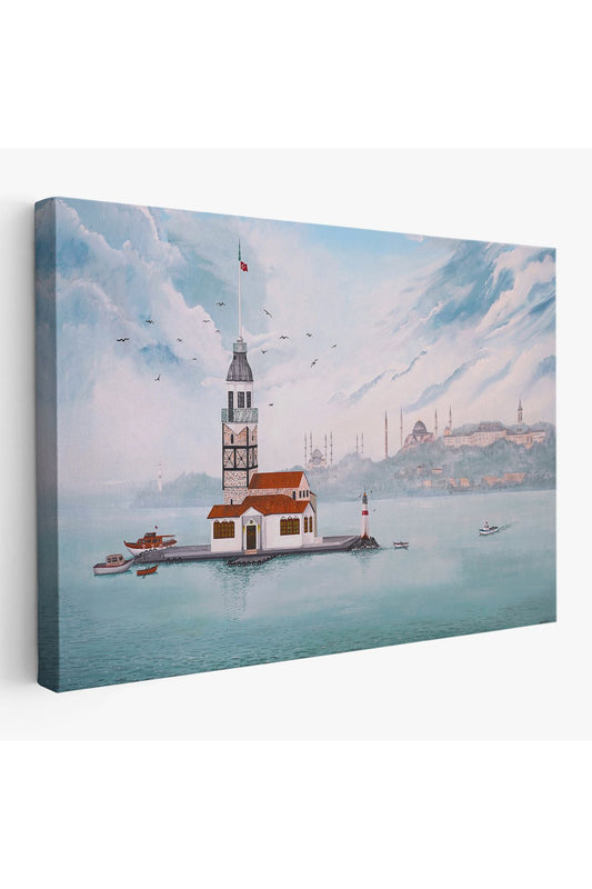 Kız Kulesi Yağlıboya Görünüm Dekoratif Kanvas Tablo-3587