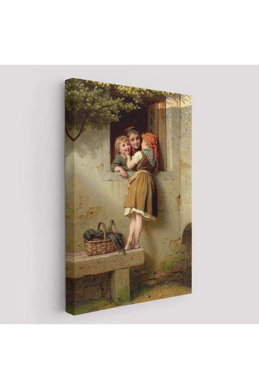 Pencerede Sohbet Eden Çocuklar Tablosu, Johann Georg Meyer von Bremen-6305