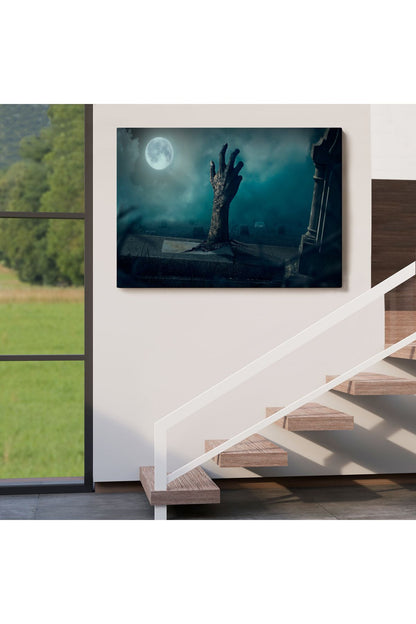 Mezarlık Dirilmiş El Cadılar Bayramı Mezardan Çıkan El Dekoratif Duvar Tablosu-5204