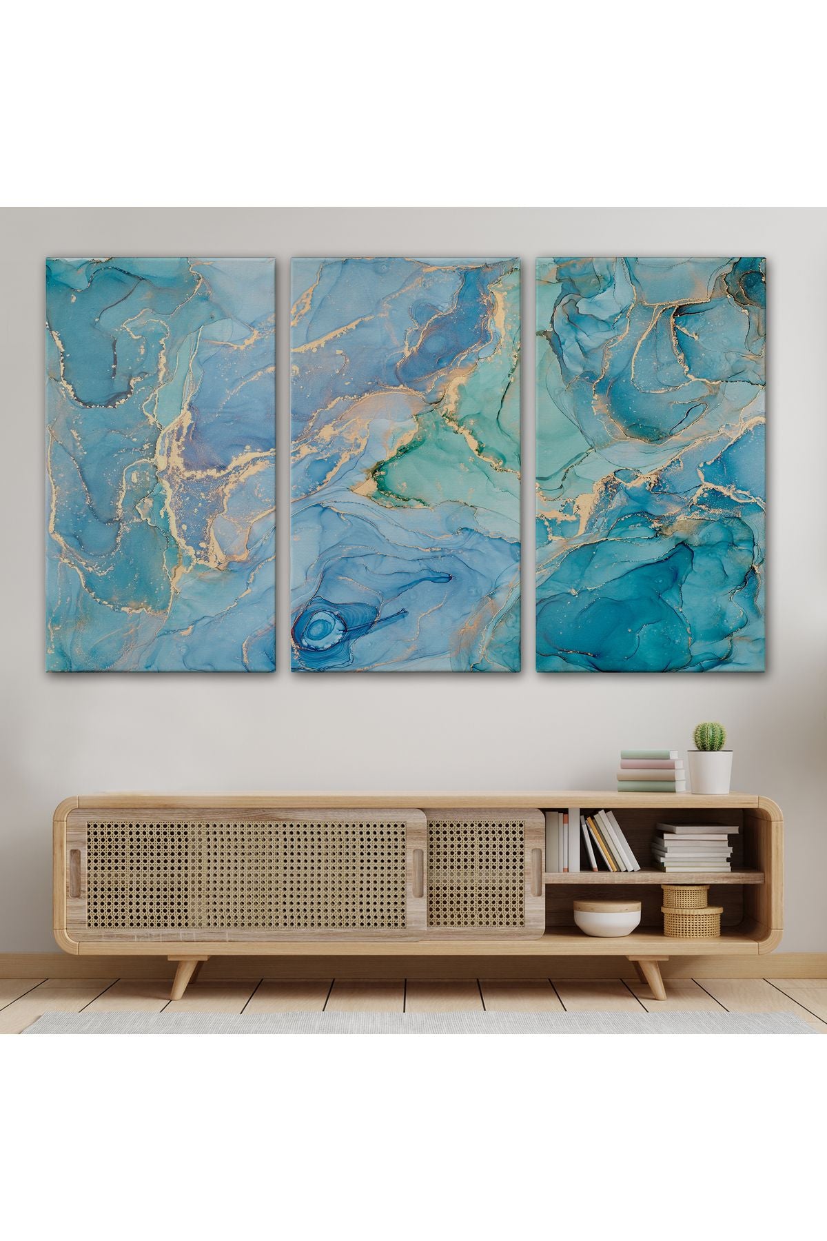 Mürekkep ve Alkol Elementleri ile Mermer Deseni Verilmiş Kanvas Tablo-5050