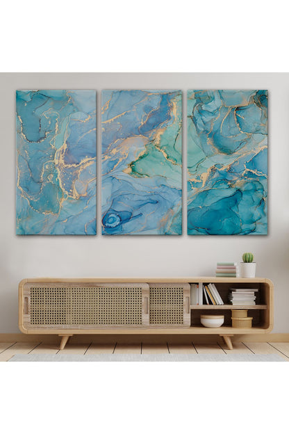 Mürekkep ve Alkol Elementleri ile Mermer Deseni Verilmiş Kanvas Tablo-5050