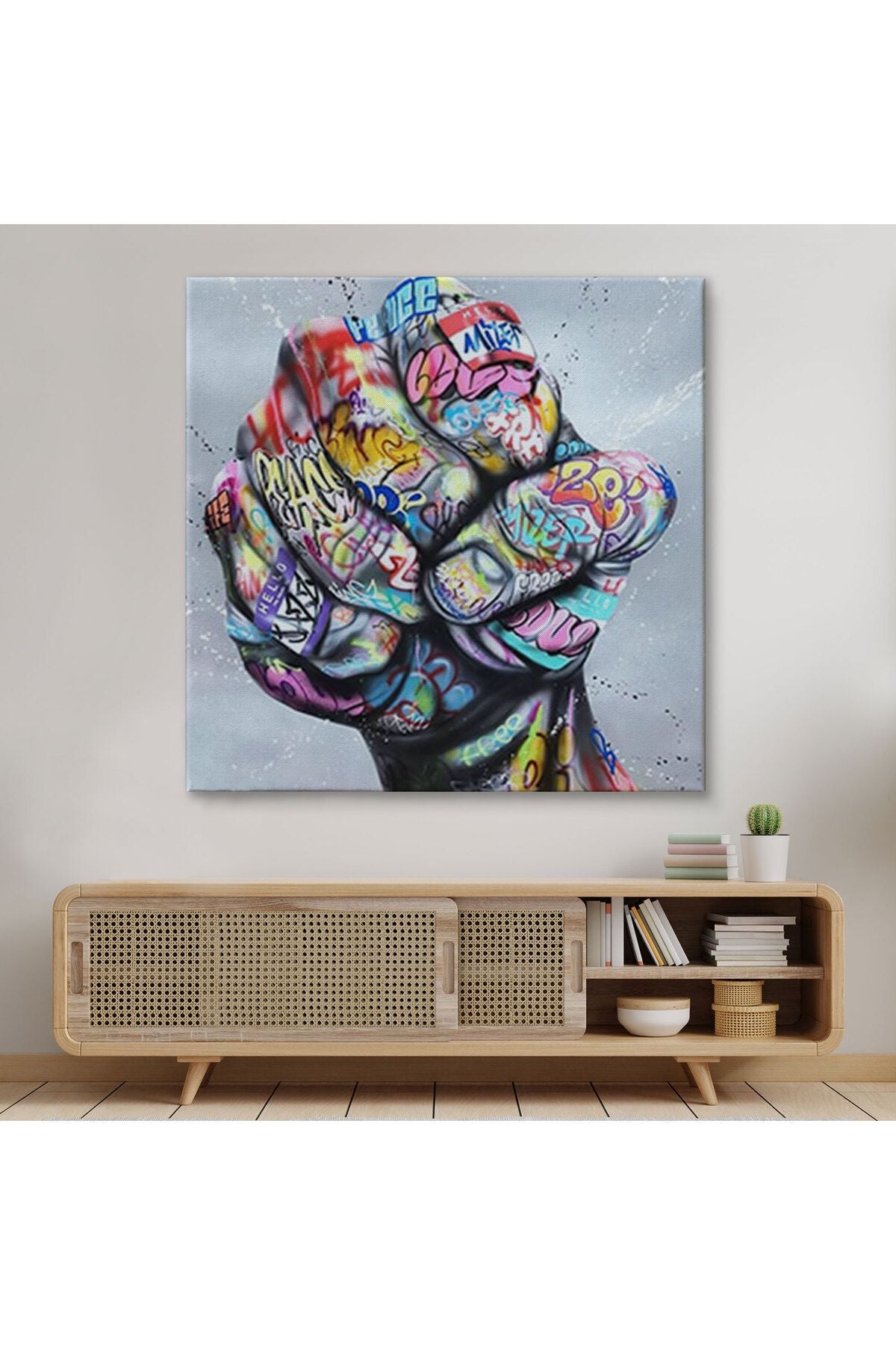 Sokak Graffiti Duvar Sanatı Kanvas Tablo, Banksy Renkli Graffiti Pop Art-5338