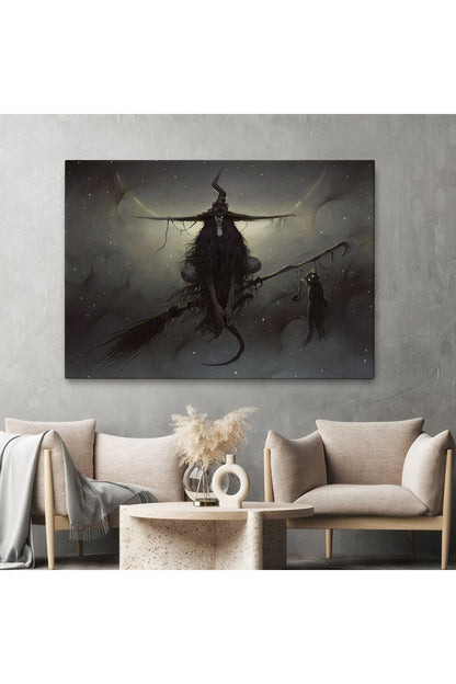 Süpürgesi'nde Uçan Cadı Tablosu, Witches Halloween-6564