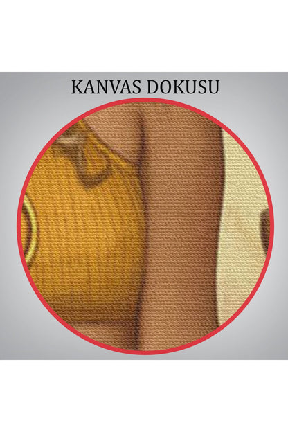 Aslanlarla Oturan Sarışın Vahşi Kadın Kanvas Tablo-5278