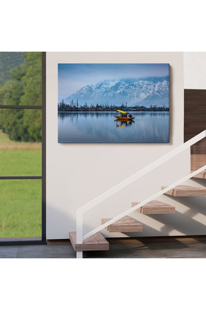 Hindistan Srinagar Dal Gölü Kış Manzara Tablosu-1244