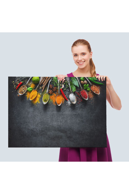 YB HG Mutfak Masasın da  Baharatlar Dekoratif Kanvas Duvar Tablosu-3517